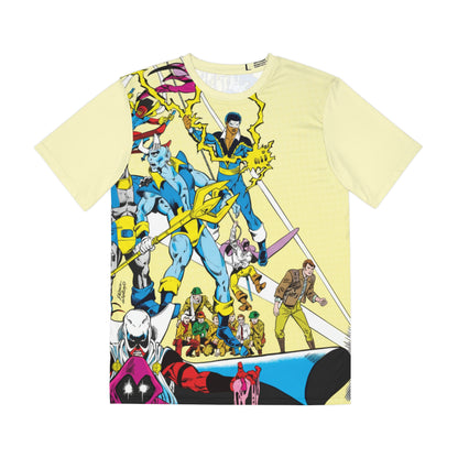 DC Comics Who's Who #3 All Over Print Tee (Polyester) - George Perez Art - Blue Devil, Black Lightning