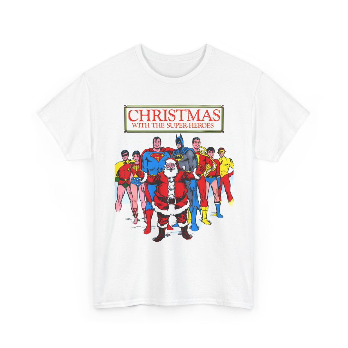 Christmas with the Superheroes T-Shirt - Nick Cardy Art - Superman Batman Captain Marvel Teen Titans Retro Festive Holiday Tee - DC Comics