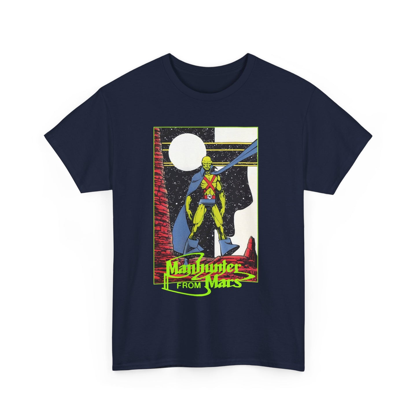 Martian Manhunter T-Shirt - George Perez Art - 1980s Justice League of America (JLA) Postcard Art - DC Comics