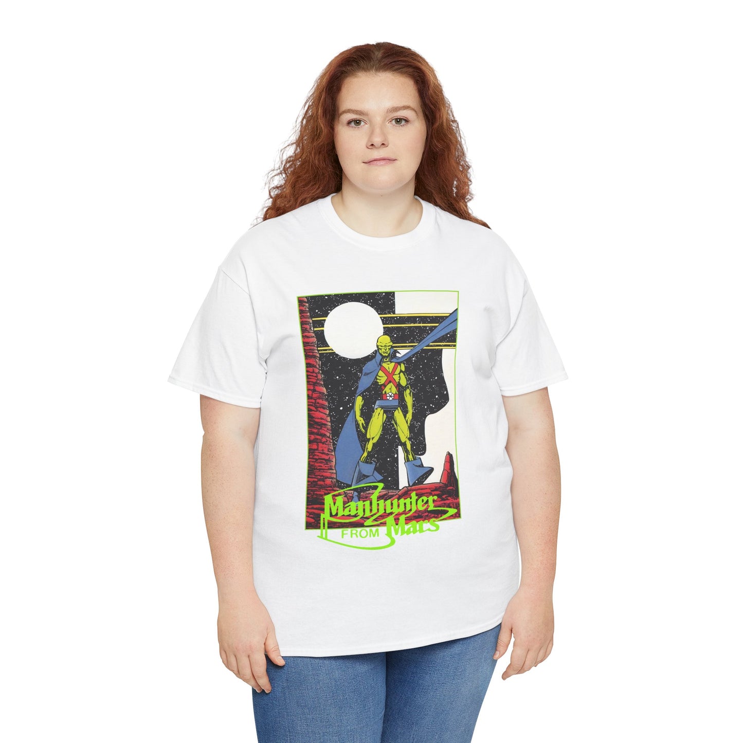 Martian Manhunter T-Shirt - George Perez Art - 1980s Justice League of America (JLA) Postcard Art - DC Comics