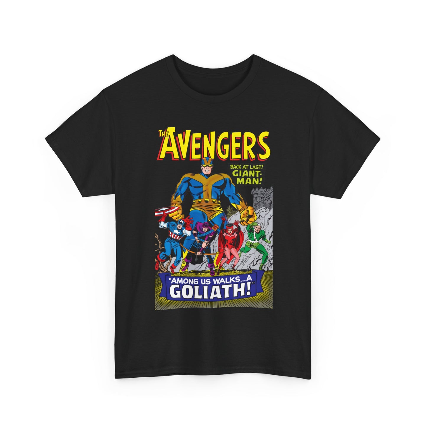 Avengers T-Shirt - Silver Age Art - Early Giant-Man Appearance - Captain America, Hawkeye, Scarlet Witch, Quicksilver - Marvel Comics