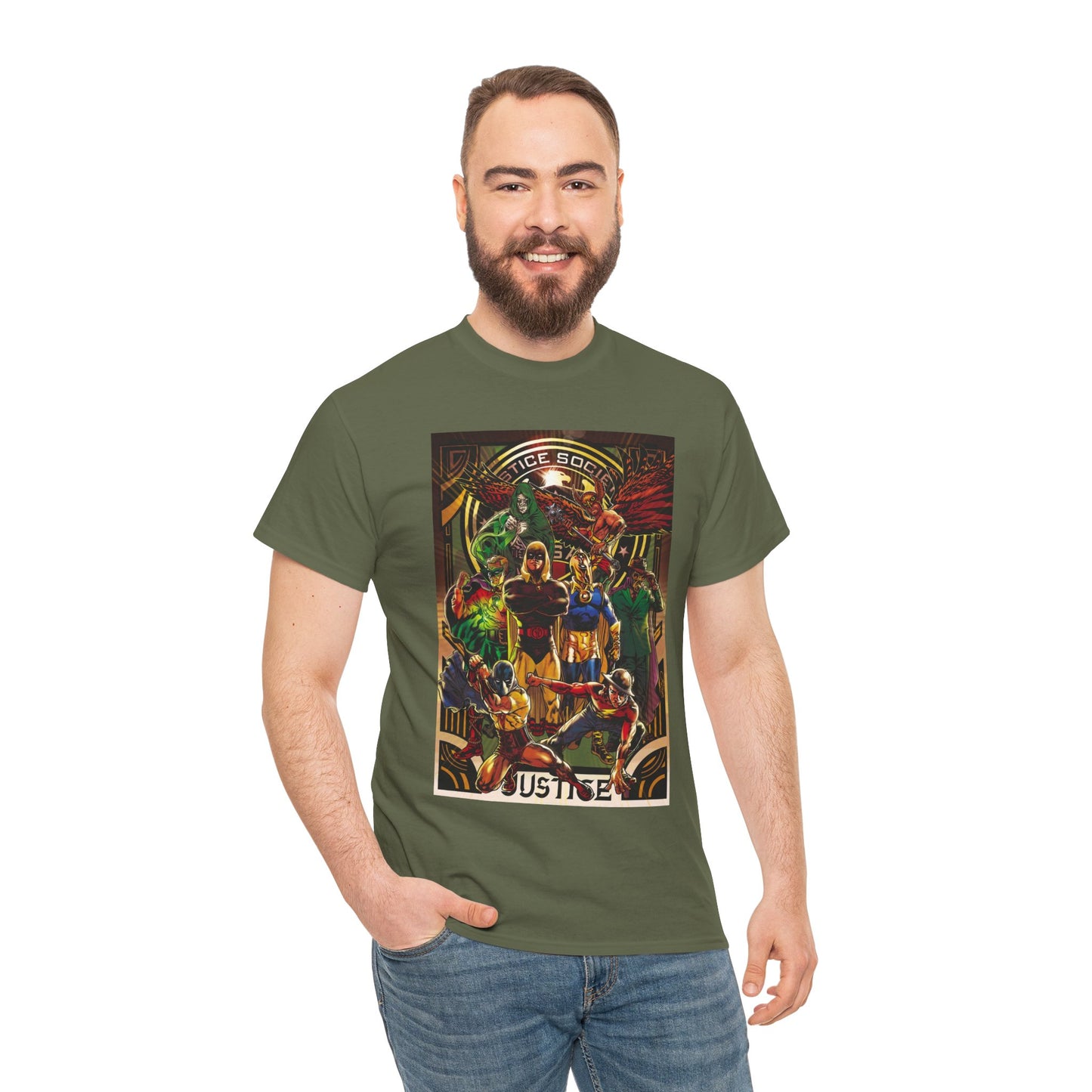 Justice Society T-Shirt - Tony Harris Art - Hawkman, Hourman, Dr Fate, Spectre, Sandman, Green Lantern, Atom, Flash - JSA - DC Comics
