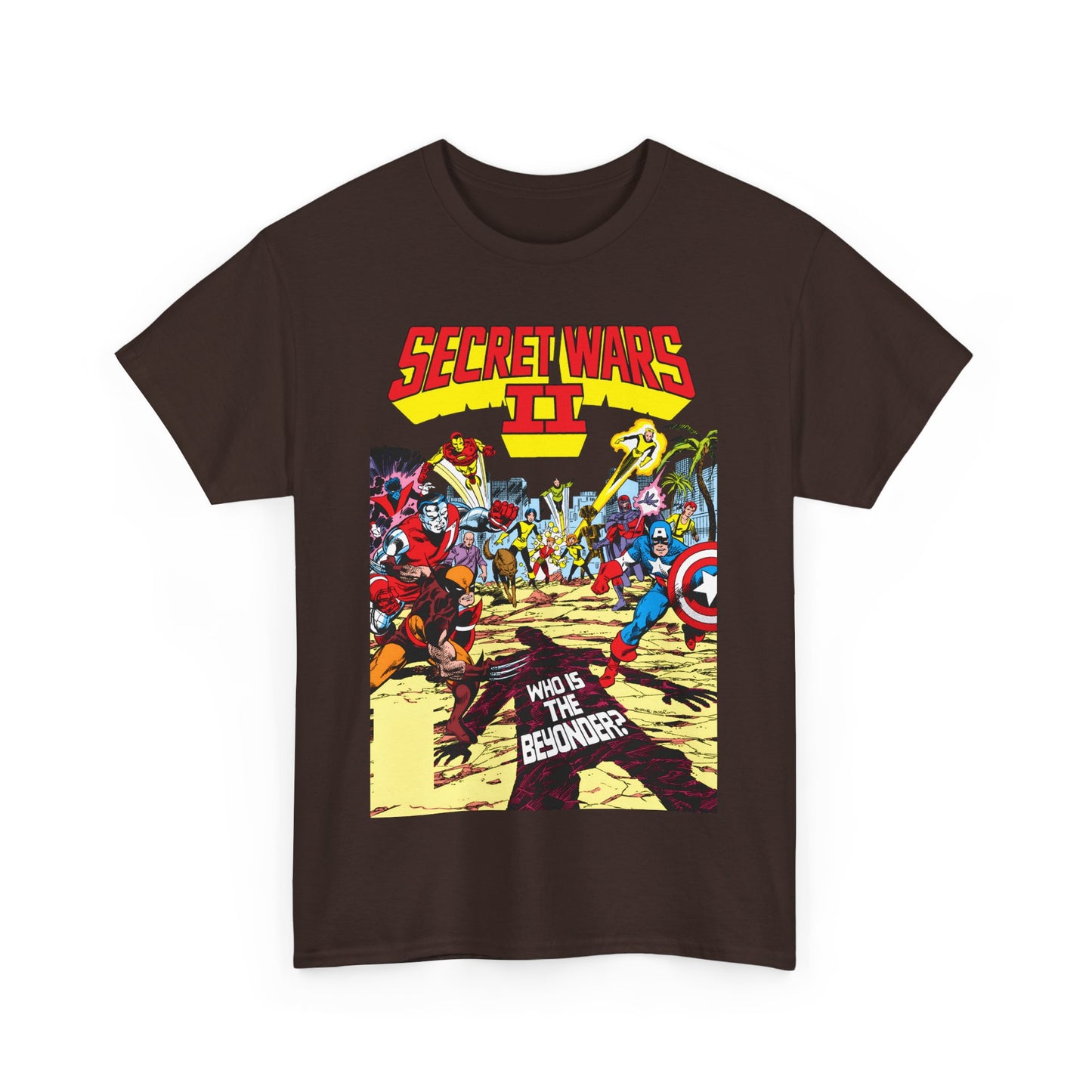 Secret Wars II T-Shirt - John Byrne Art - X-Men, New Mutants, Captain America - The Beyonder - Marvel Comics Series, 1980s