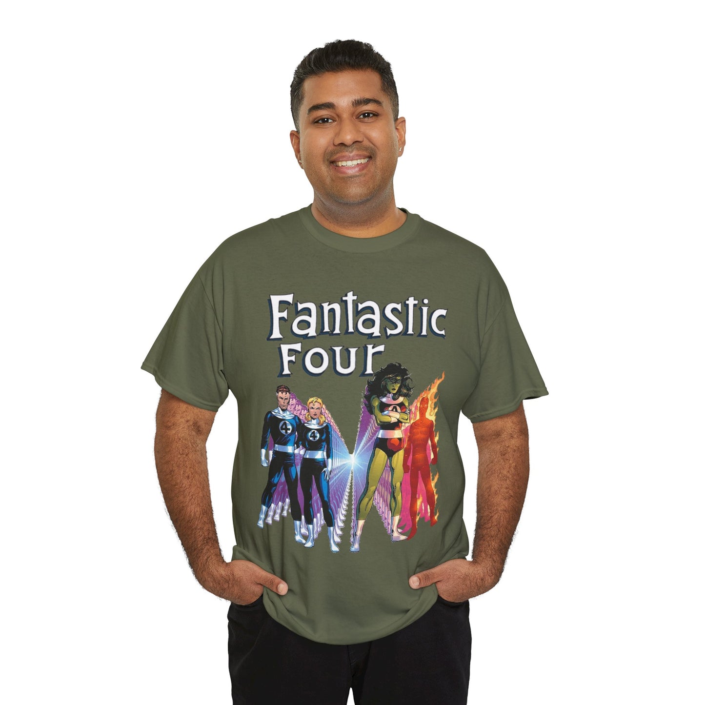 Fantastic Four T-Shirt - John Byrne Art - She-Hulk, Reed Richards, Human Torch, Invisible Woman - Marvel Comics