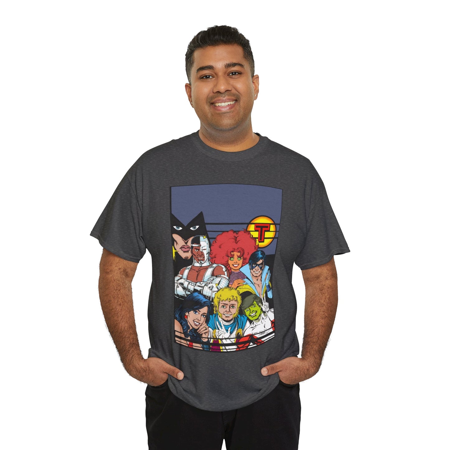 New Teen Titans T-Shirt - George Perez Painted Art - Nightwing, Wonder Girl, Raven, Jericho, Cyborg, Starfire, Changeling - DC Comics