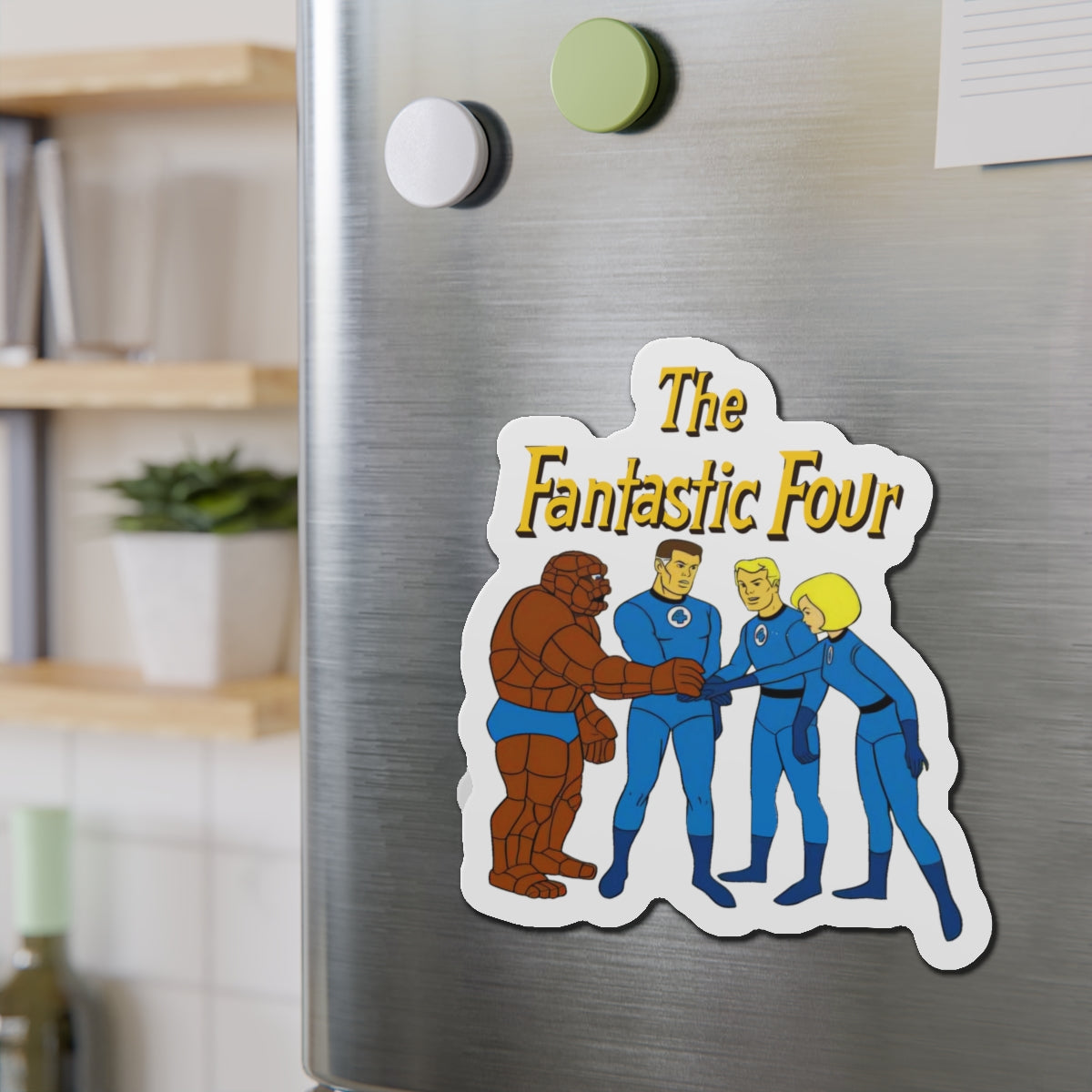 Fantastic Four Die-Cut Magnet - Hanna-Barbera Cartoon - Reed Richards, Invisible Girl, Human Torch, The Thing - Marvel Comics - 3", 4", 5", 6"