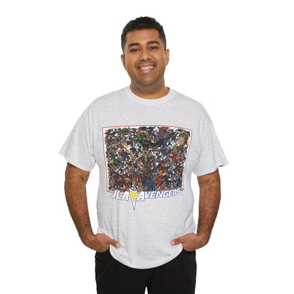 JLA Vs Avengers T-Shirt - Stunning, Classic George Perez Art - DC & Marvel 200s Crossover - Superman, Thor, Wonder Woman, Captain America, Flash, Black Panther, Iron Man, Batman