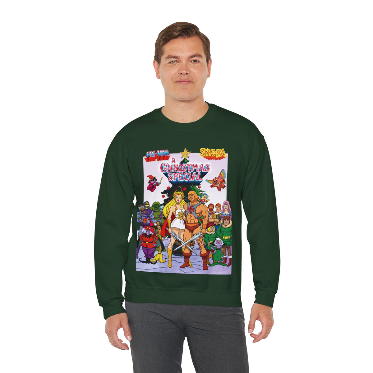 He-Man & She-Ra Christmas Special Heavy Blend Crewneck Sweatshirt - Masters of the Universe, Princess of Power Filmation Festive Holiday Cartoon