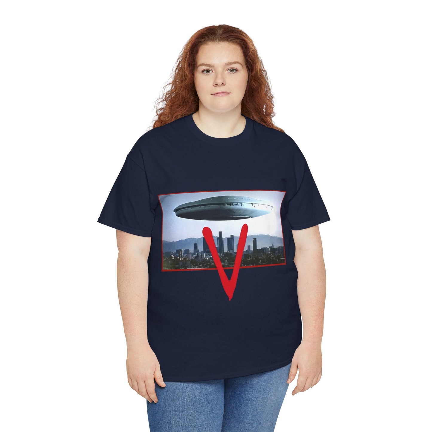 V T-Shirt - The Visitors Mothership - Popular NBC Sci-Fi TV Series from the 1980s
