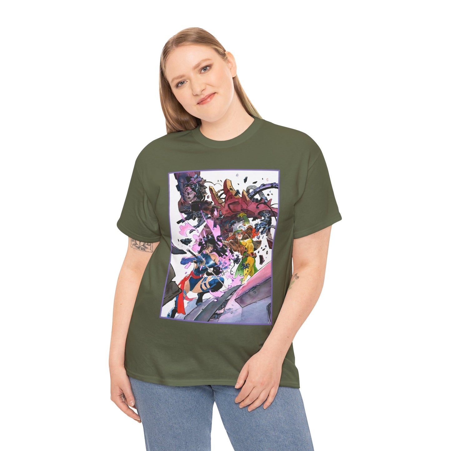 Rogue & Psylocke T-Shirt - Ripping Apart a Sentinel - X-Men Mutants - Marvel Comics