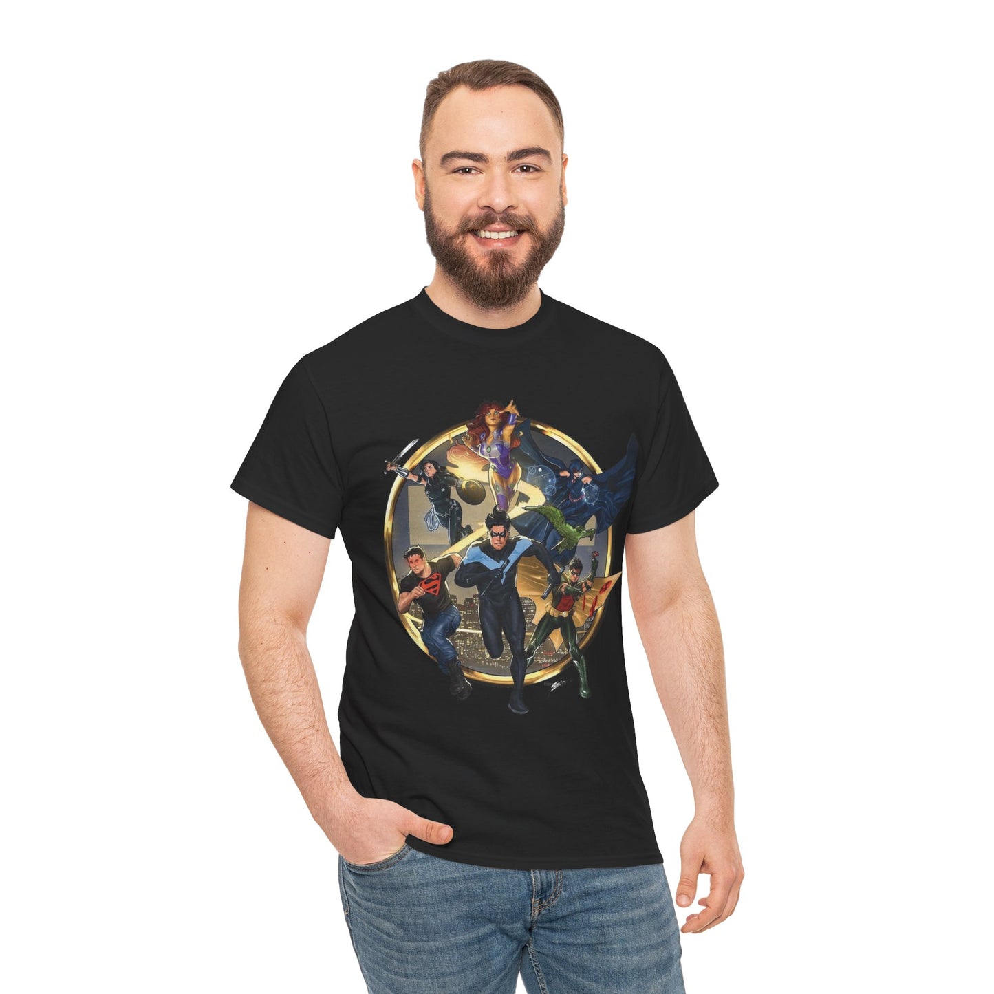 Titans T-Shirt - Taurin Clarke Art - Nightwing, Raven, Starfire, Wonder Girl, Superboy, Robin - DC Comics