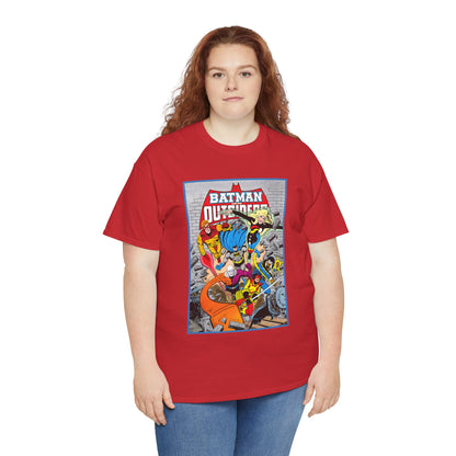 Batman & the Outsiders T-Shirt - Jim Aparo Art - Katana, Geo-Force, Black Lightning, Metamorpho, Halo - DC Comics - 1980s JLA Spin-Off Series