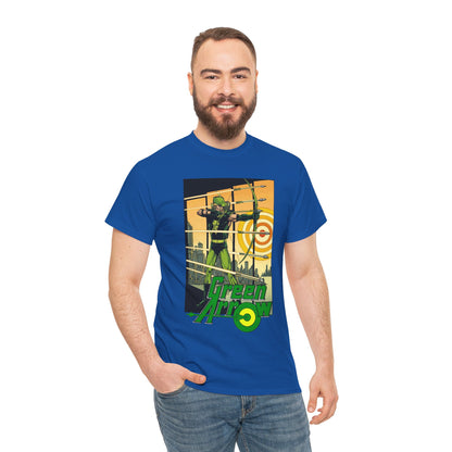 Green Arrow T-Shirt - George Perez Art - 1980s Justice League Postcard Art - JLA - DC Comics