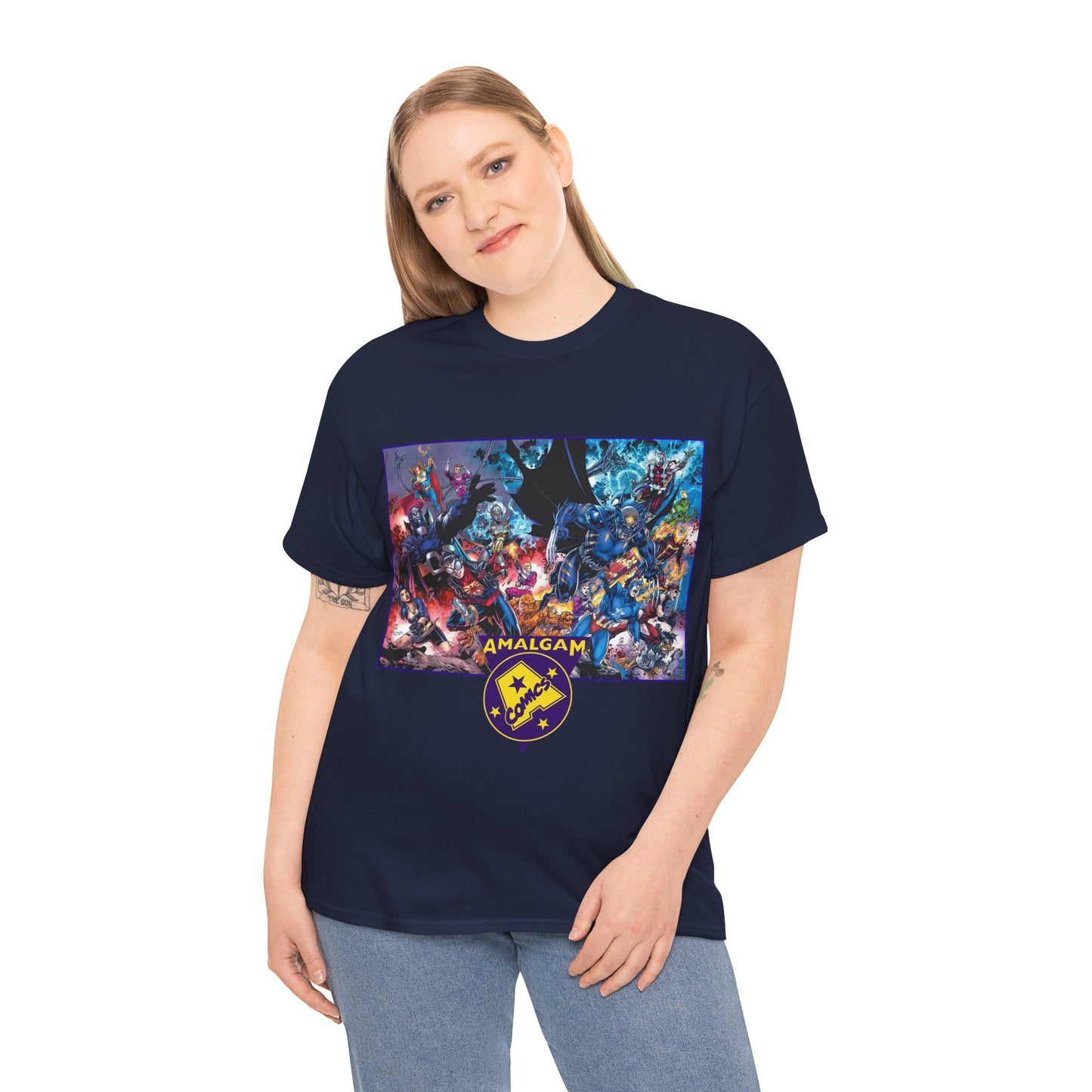 Amalgam T-Shirt - DC Vs Marvel Comics - 1990s - Jim Lee Art - Dark Claw, Amazon, Super Soldier, Spiderboy, Speed Demon