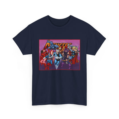 Avengers T-Shirt - John Byrne Art - Captain America, Quicksilver, Scarlet Witch, Beast, Iron Man, Thor, Hawkeye - Marvel Comics