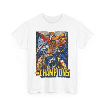 Champions T-Shirt - John Byrne Art - Hercules, Black Widow, Ghost Rider, Black Goliath, Silver Surfer, Jack of Hearts - Marvel Comics 1970s Series