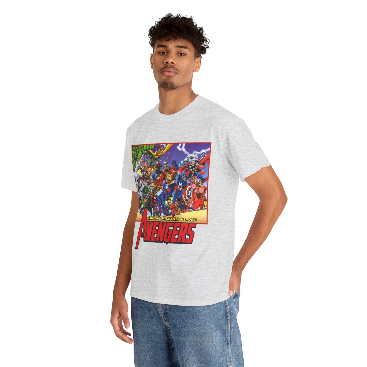 Avengers T-Shirt - George Perez Art - Marvel Comics - Captain America, Iron Man, Thor, She-Hulk, Hawkeye, Vision, Quicksilver - Classic Cover