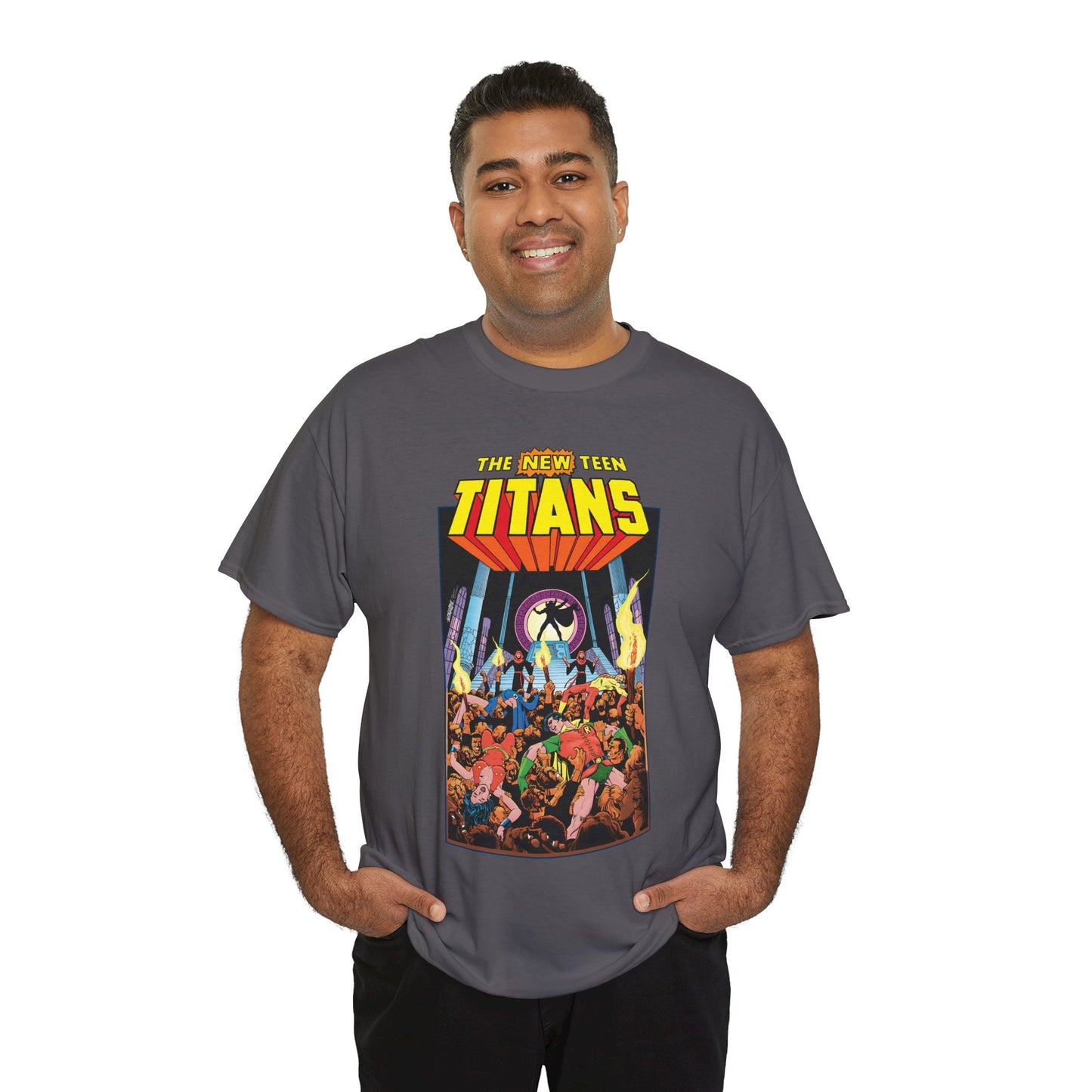 New Teen Titans T-Shirt - George Perez Art - #22 Cover - Wonder Girl, Robin, Raven, Kid Flash - Brother Blood Story - DC Comics