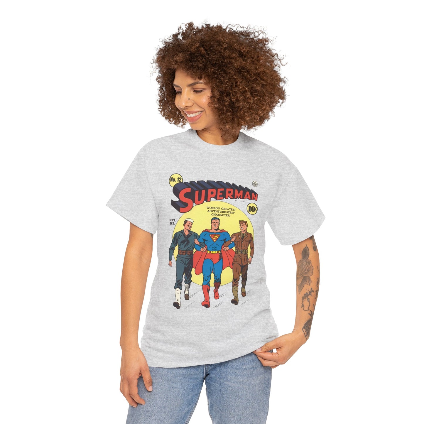 Superman T-Shirt - #12 Cover Art - Golden Age Classic - WWII Support - Iconic Image - DC Comics