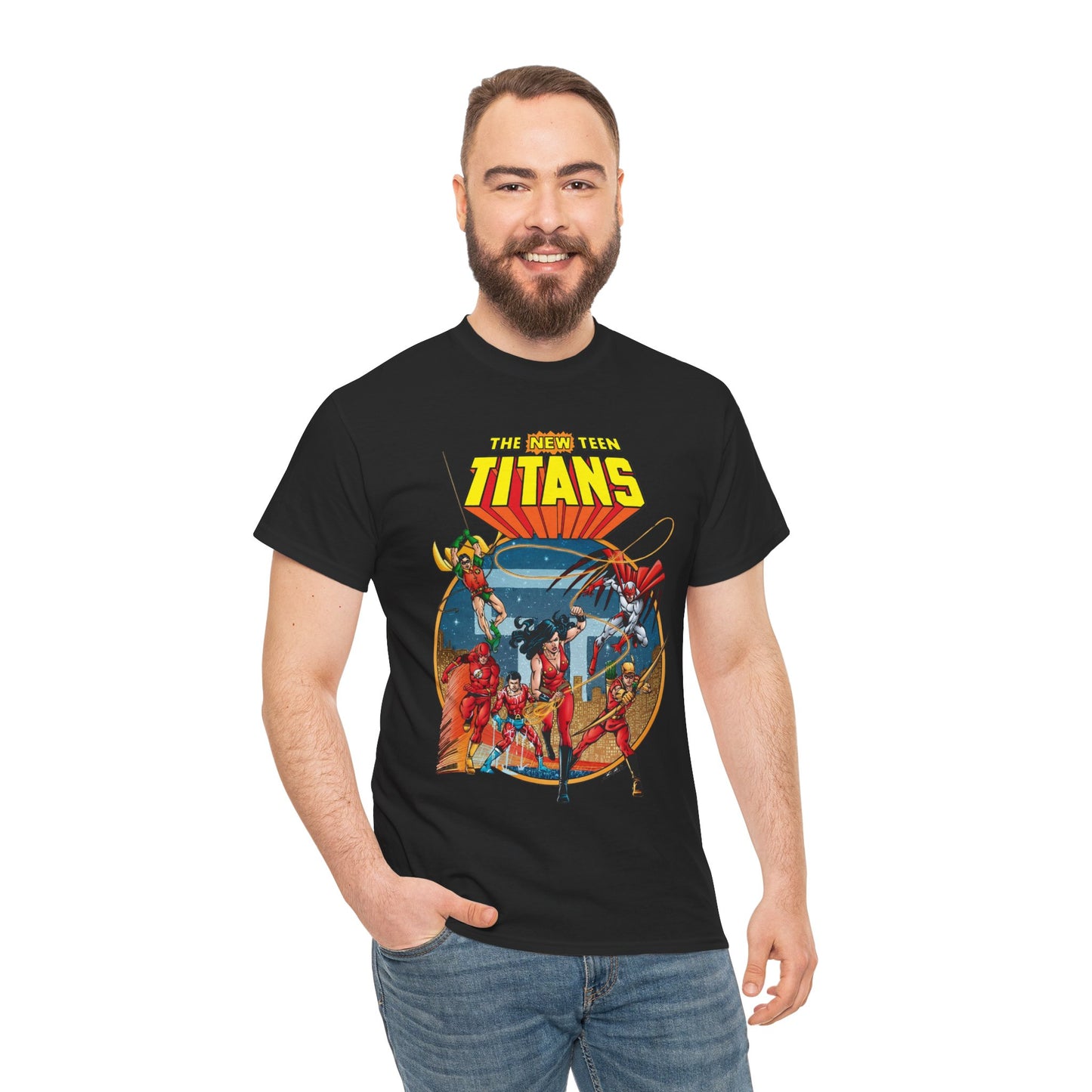 New Teen Titans T-Shirt - George Perez Art - Wonder Girl, Flash, Robin, Speedy, Aqualad, Hawk - DC Comics