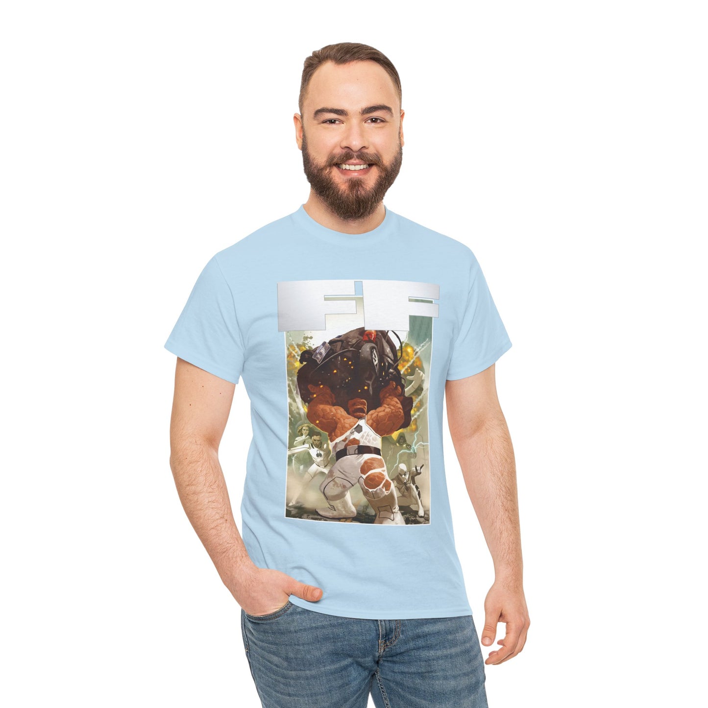 FF T-Shirt - Daniel Acuna Art - Fantastic Four - Mr. Fantastic, Invisible Woman, Thing, Spider-Man - Marvel Comics