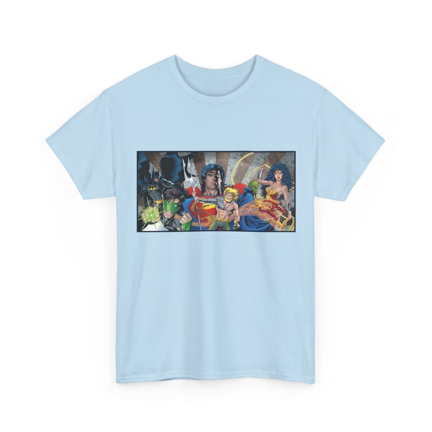 Justice League T-Shirt - Kevin Maguire Art - Superman, Wonder Woman, Flash, Aquaman, Green Lantern - DC Comics