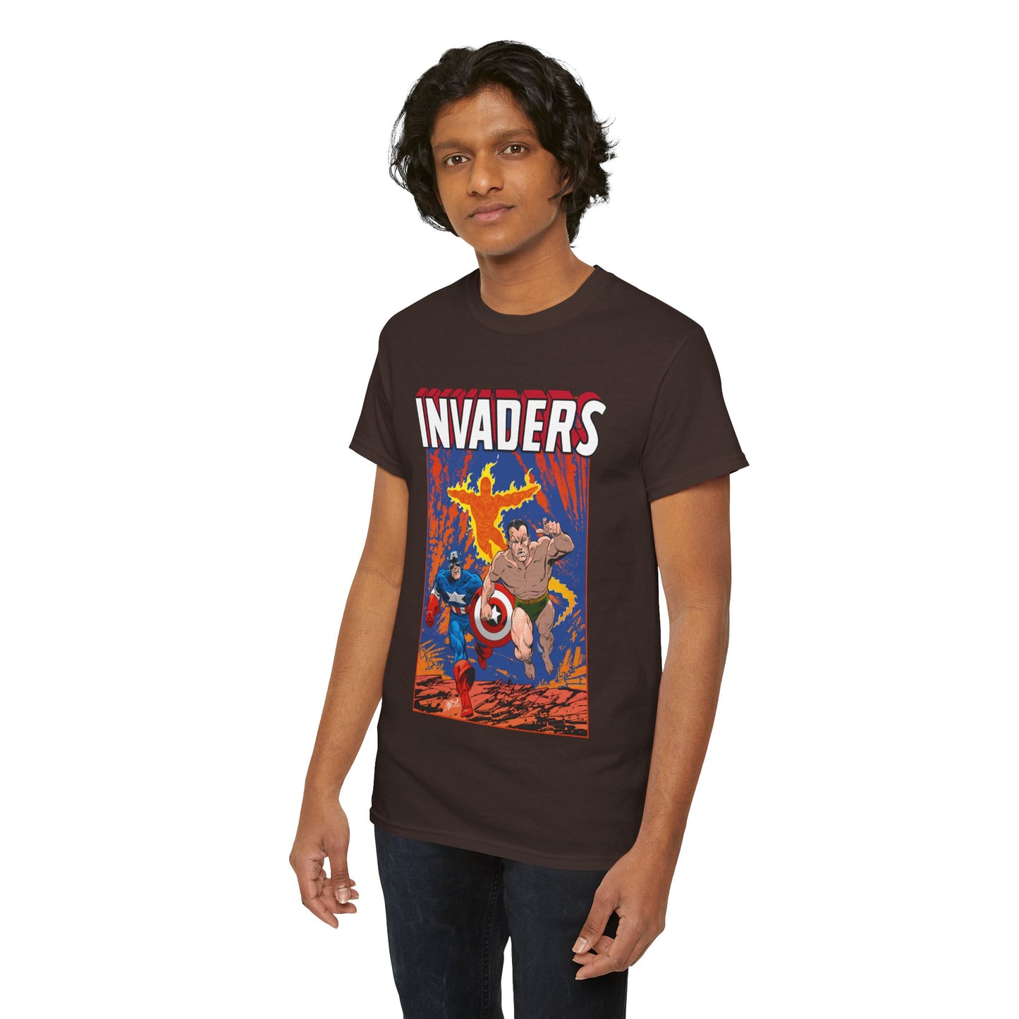 Invaders T-Shirt - John Byrne Art - Captain America, Namor, Human Torch - Marvel Comics Golden Age Characters