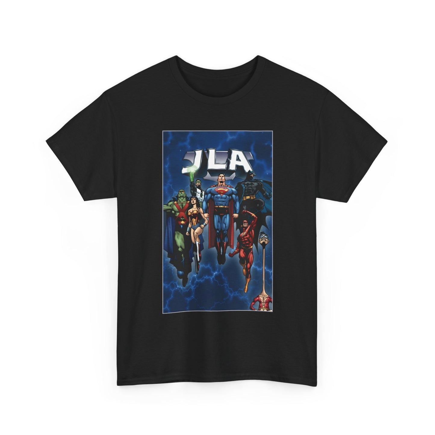 JLA T-Shirt - Doug Mahnke Art - Superman, Batman, Wonder Woman, Aquaman, Green Lantern, Flash, Martian Manhunter - DC Comics