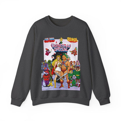 He-Man & She-Ra Christmas Special Heavy Blend Crewneck Sweatshirt - Masters of the Universe, Princess of Power Filmation Festive Holiday Cartoon