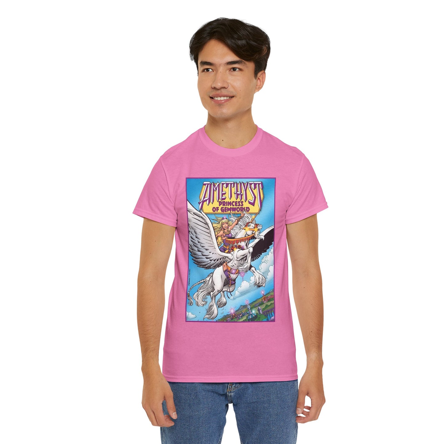 Amethyst Princess of Gemworld T-Shirt - George Perez Art - Riding Her Pegasus - DC Comics