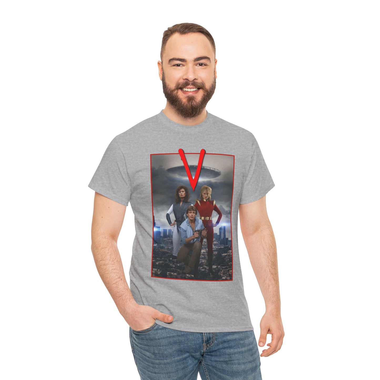 V T-Shirt - Visitors 1983 NBC Sci-Fi Aliens Series - Mike Donovan, Diana, Lydia