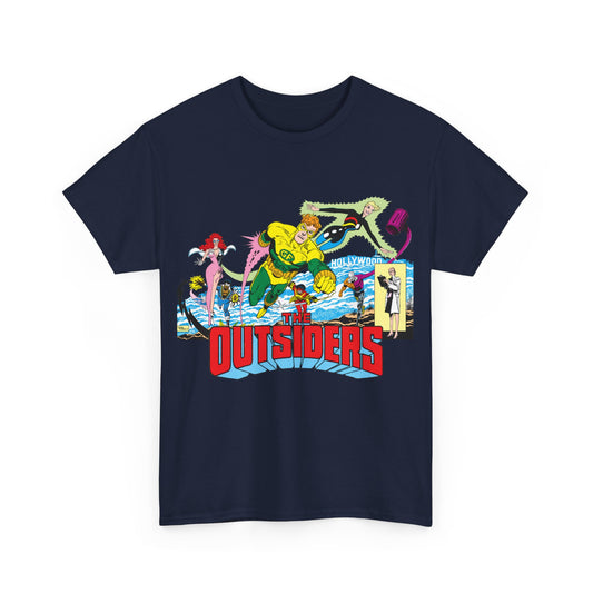 Outsiders T-Shirt - Amazing Jim Aparo Art - Black Lightning, Geo-Force, Katana, Metamorpho, Looker, Halo - DC Comics