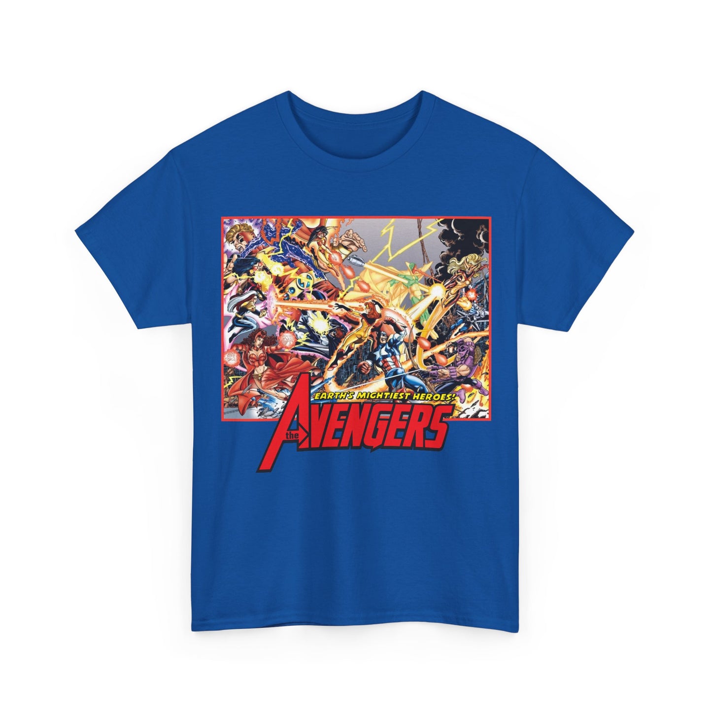 Avengers Vs Thunderbolts T-Shirt - George Perez Art - Captain America, Iron Man, Wonder Man, Scarlet Witch, Hawkeye, Citizen V, MACH-1, Techno, Atlas, Songbird - Marvel Comics