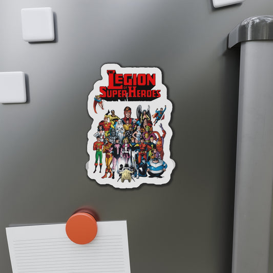 Legion of Super-Heroes Die-Cut Magnet - #300 Cover Art - Lightning Lad, Saturn Girl, Cosmic Boy, Superboy, Supergirl, Wildfire, Dream Girl, Bouncing Boy, Brainiac 5 - DC Comics - 3", 4", 5", 6"