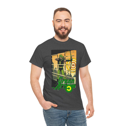 Green Arrow T-Shirt - George Perez Art - 1980s Justice League Postcard Art - JLA - DC Comics