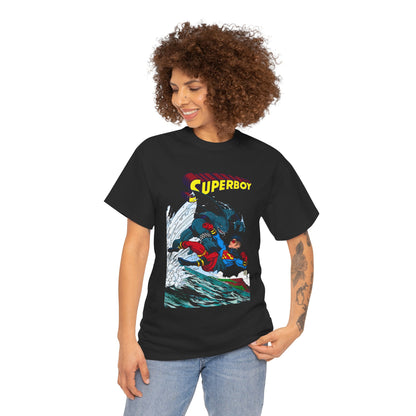 King Shark Vs Superboy T-Shirt - Tom Grummett Art - Connor Kent, Kon-L - Superman Family - DC Comics