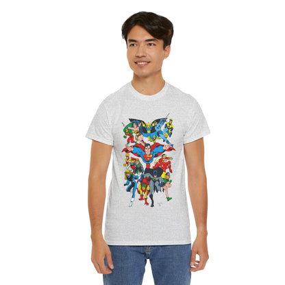 DC Legends T-Shirt - Linda Medley, Arthur Adams Art - Superman, Wonder Woman, Batman, Creeper, Black Canary, Guy Gardner, Blue Beetle, Booster Gold, Dr. Fate, Flash - DC Comics
