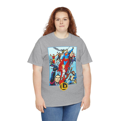 Legion of Super-Heroes T-Shirt - Gary Frank Art - Superman, Saturn Girl, Cosmic Boy, Dawnstar, Brainiac 5, Phantom Girl, Wildfire, Blok, Lightning Lad, Timber Wolf - LOSH - DC Comics