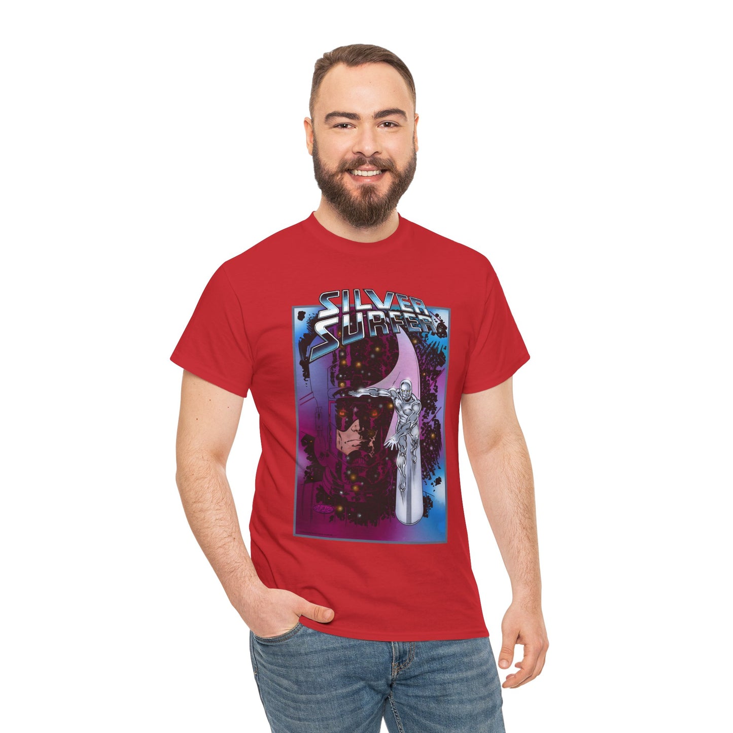 Silver Surfer & Galactus T-Shirt - John Byrne Art - Fantastic Four Connection - Former Herald, Norrin Radd - Marvel Comics