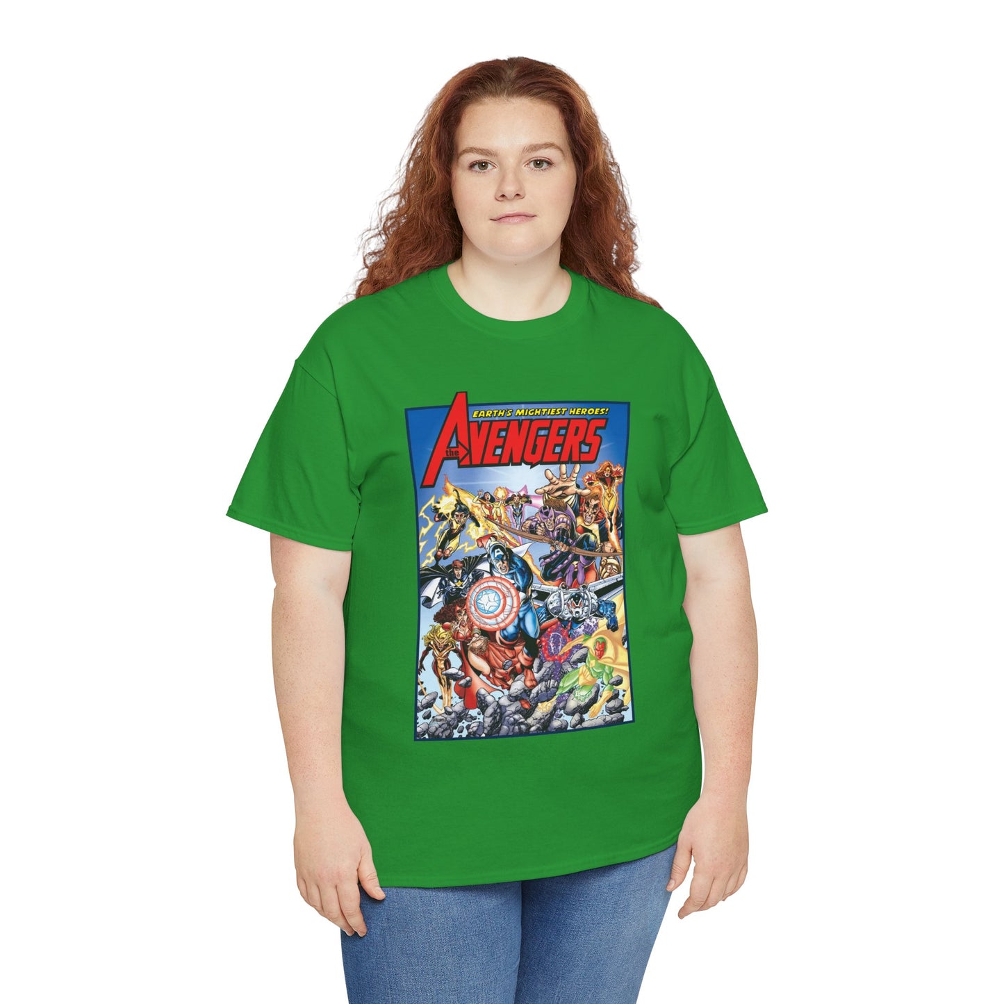 Avengers & Thunderbolts T-Shirt - George Perez Art - Captain America, Iron Man, Wonder Man, Scarlet Witch, Hawkeye, Citizen V, MACH-1, Techno, Atlas, Songbird - Marvel Comics