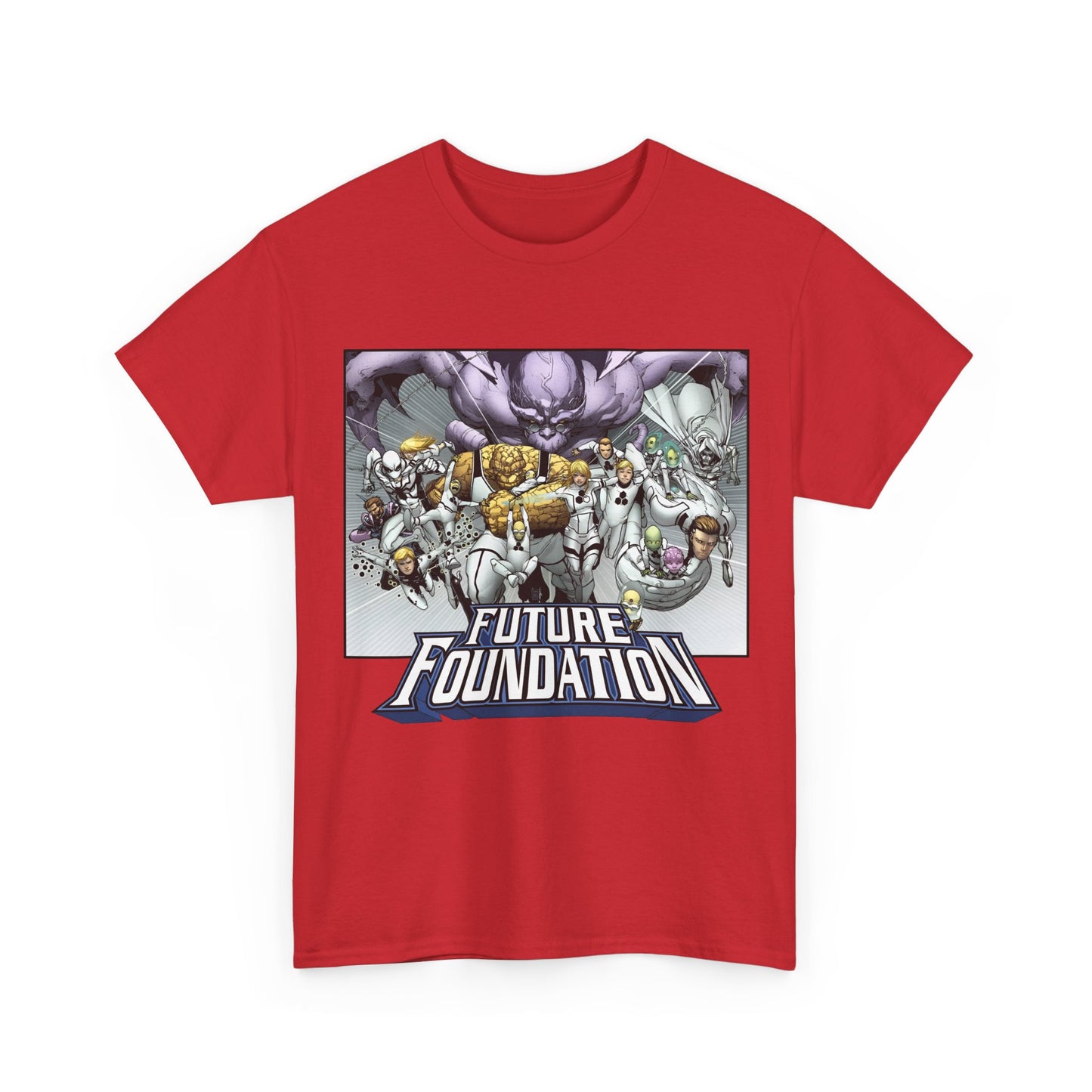 Future Foundation T-Shirt - Marko Djurdjevic Art - Spider-Man, Mr. Fantastic, Invisible Woman, The Thing, Dr. Doom, Bentley 23, Dragon Man, the Moloids - Marvel Comics