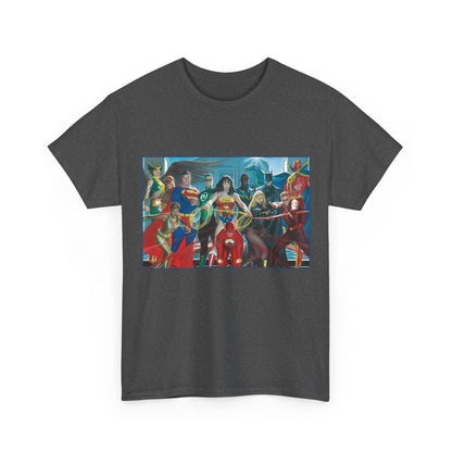 Justice League T-Shirt - Alex Ross Art - Superman, Wonder Woman, Batman, Flash, Black Canary, Vixen, Black Lightning, Green Lantern, Geo-Force, Red Tornado - DC Comics