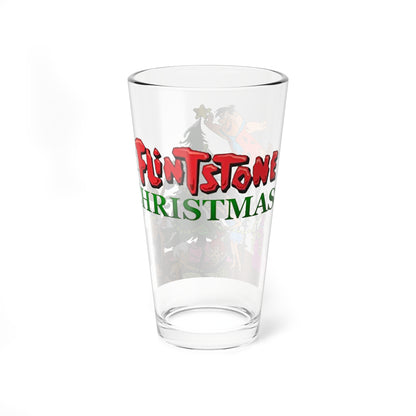 Flintstones Christmas Pint Glass, 16oz - Fred, Wilma, Barney, Betty Festive Holiday Barware