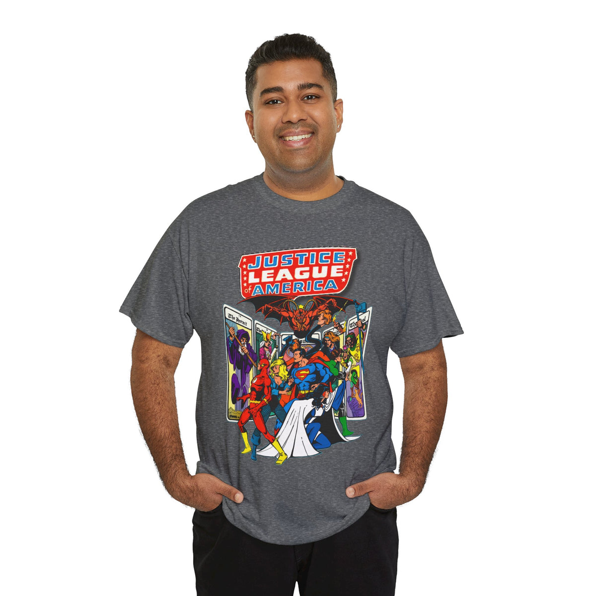 Justice League of America T-Shirt - George Perez Art - Vs Tarot Gang - DC Comics