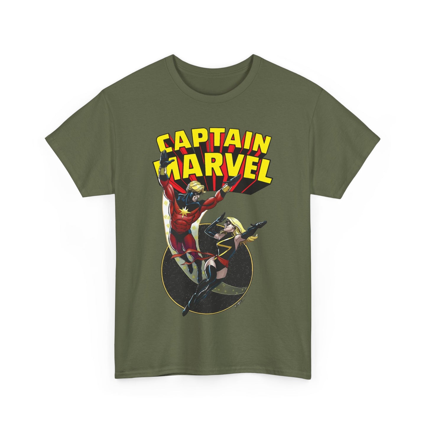 Captain Marvel T-Shirt - George Perez Art - Mar-Vell & Carol Danvers - Kree Empire - Marvel Comics