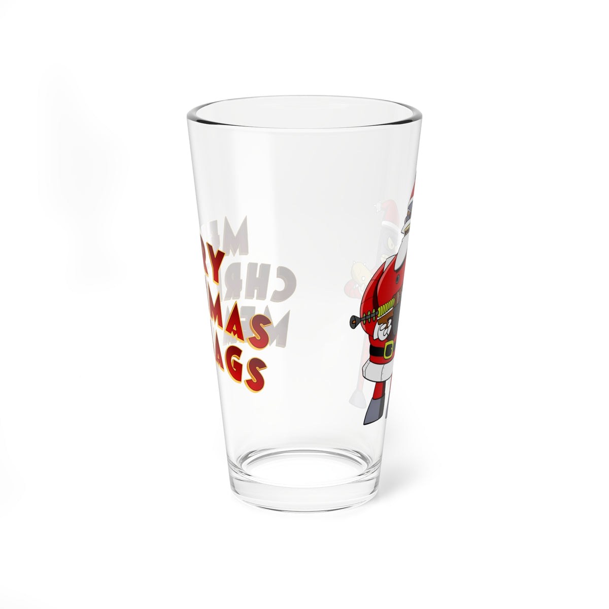 Robot Santa & Bender Futurama Christmas Pint Glass, 16oz - Festive Holiday Barware