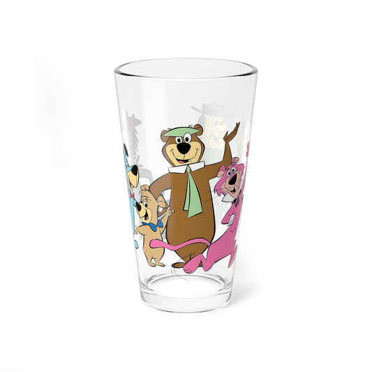 Yogi's Gang Pint Glass, 16oz - Wally Gator, Huckleberry Hound, Quick Draw McGraw, Snagglepuss - Hanna-Barbera Cartoon