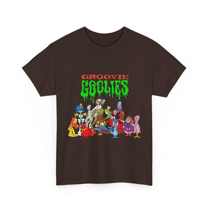 Groovie Goolies T-Shirt - The Monster Trio (Drac, Frankie, Wolfie) - Hagatha, Bella La Ghostly, Boneapart, Mummy - Horrible Hall on Horrible Drive - Filmation Cartoon