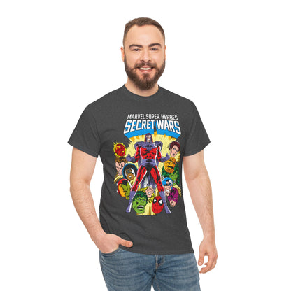 Marvel Super Heroes Secret Wars T-Shirt - Magneto, Captain America, Iron Man, She-Hulk, Hulk, Human Torch, Captain Marvel, Hawkeye - Marvel Comics