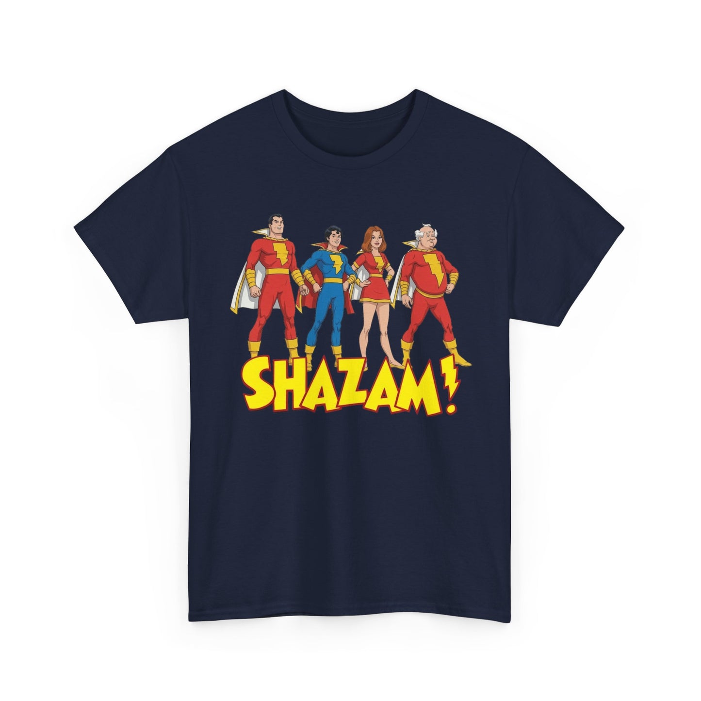Shazam T-Shirt - Marvel Family Filmation Art - Mary Marvel, Captain Marvel Jr, Uncle Dudley - DC Comics